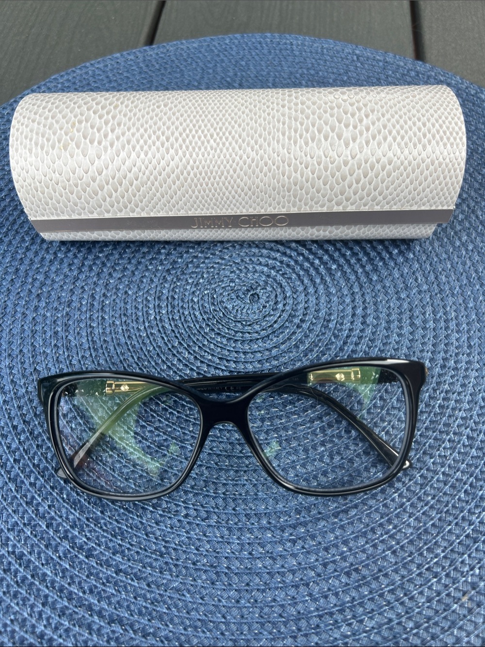 Jimmy Choo Black Glasses with White Textured Case